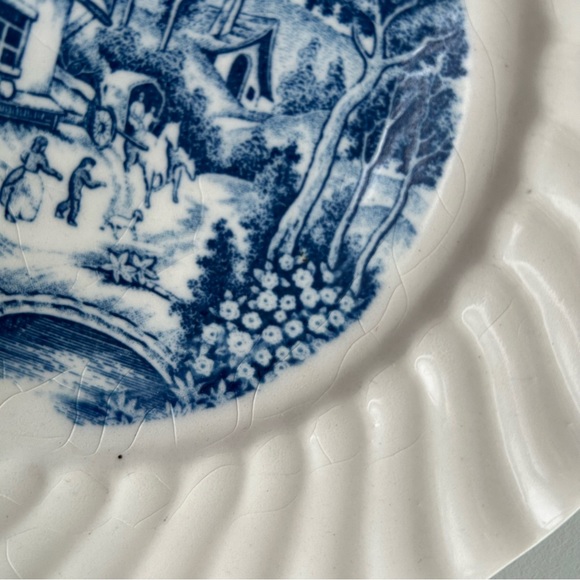 (2) [RARE] vintage ironstone blue transferware dinner plates JAPAN blue willow - Picture 5 of 5